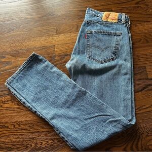 Men’s Levis 501 Jeans 32x34 Blue Button Fly Regular Straight Leg Mid Rise Denim